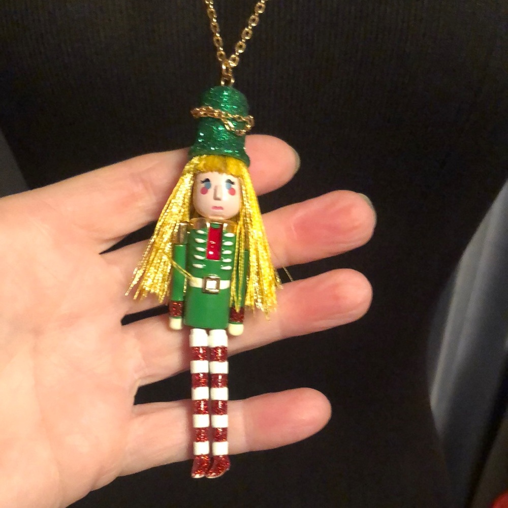 NWT Betsey Johnson Sparkly Rhinestone Nutcracker Holiday Necklace